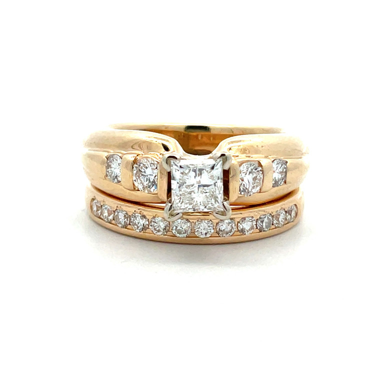 14K Yellow Gold .46ct Square Mod Brilliant Soldered Engagement Ring Size 5.25
