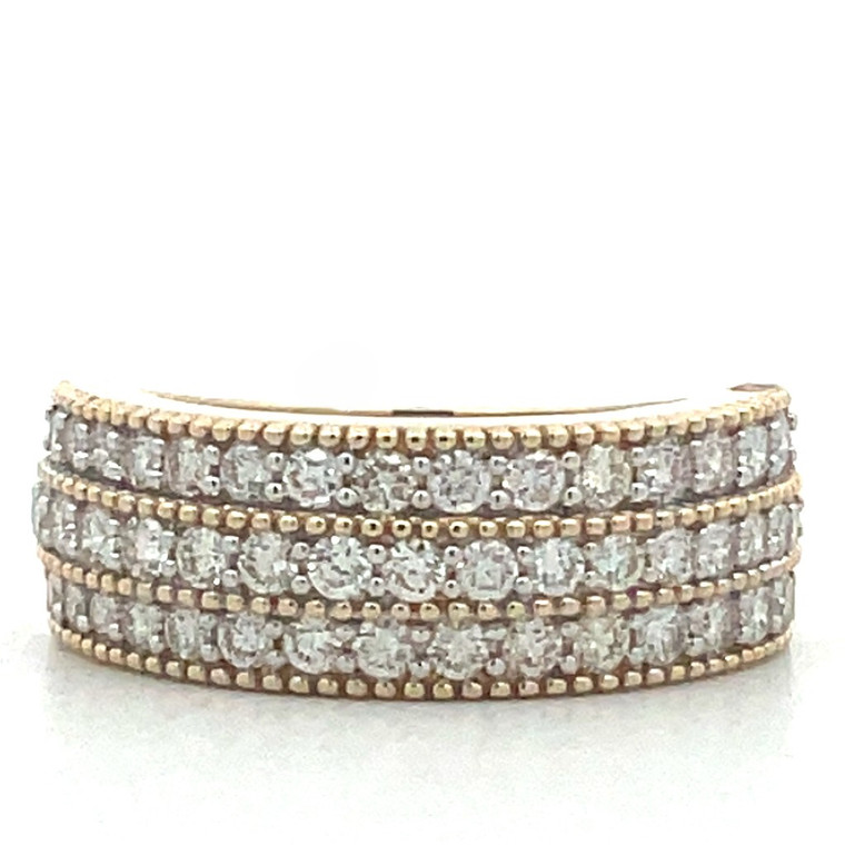 14K Gold 3 Diamond Band .95 Diamond TDW Ring Size 6.75