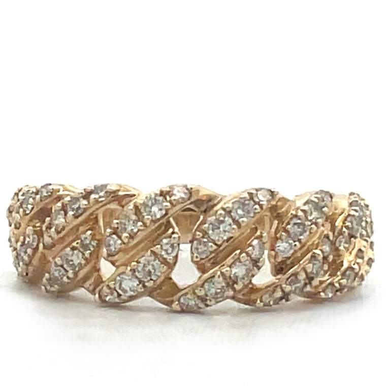 14K Gold Chain Link Band .49 Diamond TDW Ring Size 6.5