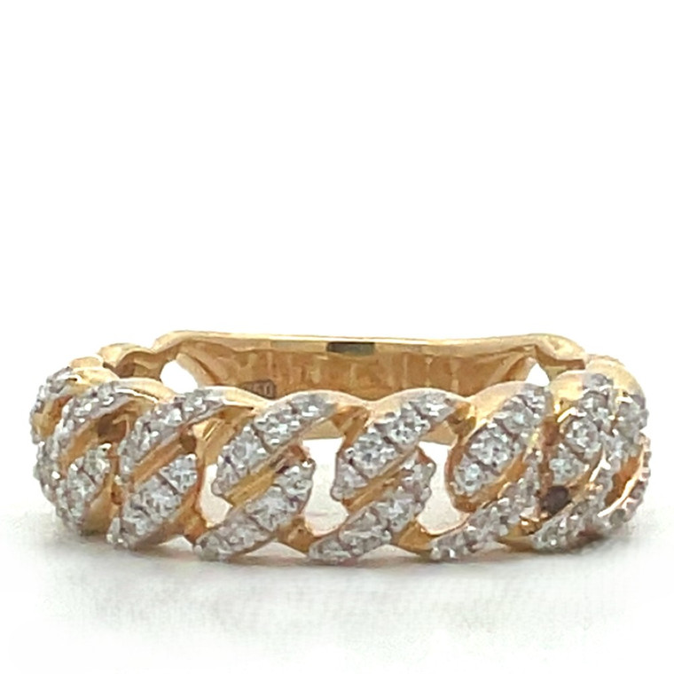 18K Gold Chain Link Band .37 Diamond TDW Ring Size 6.75