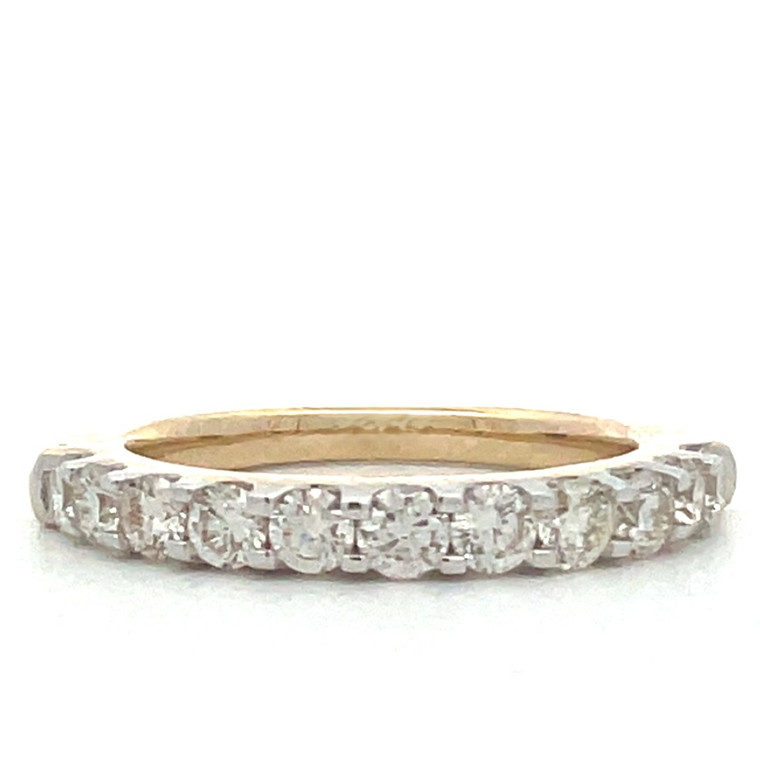 14K Gold Single Band 11 Diamonds 1.00 Diamond TDW Ring Size 7