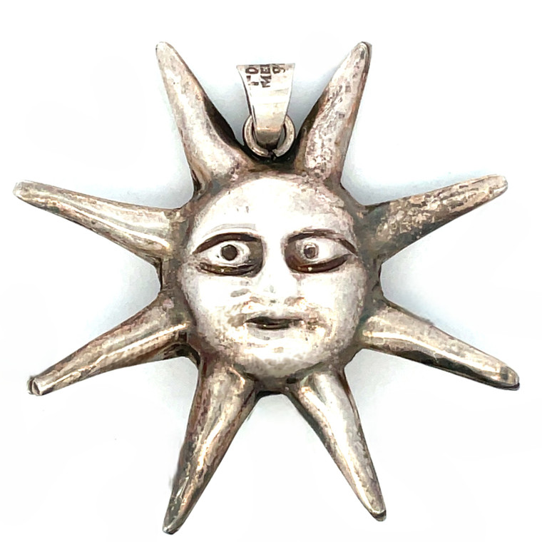 Mexico Vintage Sterling Silver Reversible Sun Pendant