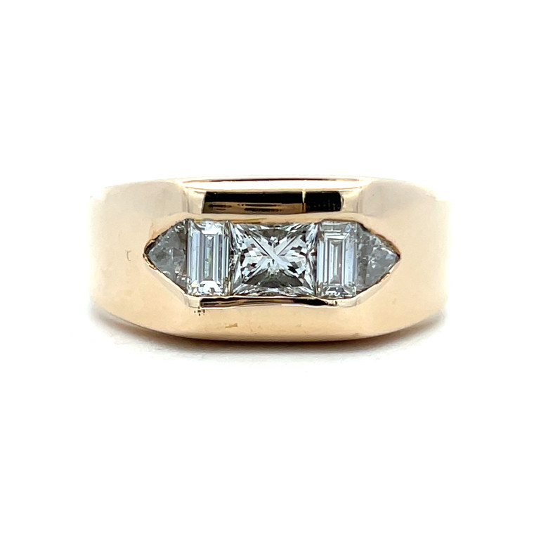 14K Yellow Gold App 2.0cttw Multi-Cut 5 Stone Diamond Mens Wedding Band Size 15