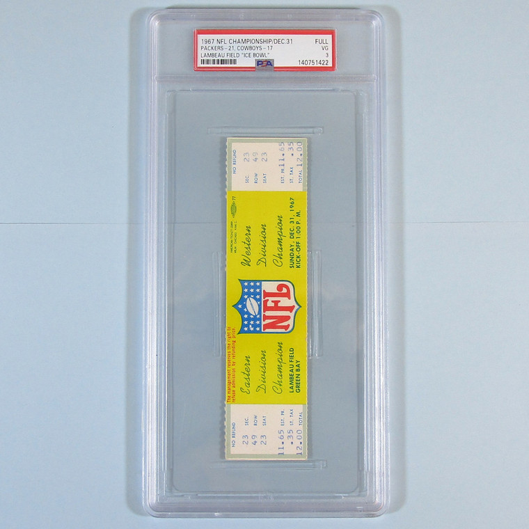 1967 NFL Championship Full Ticket Packers vs. Cowboys Ice Bowl PSA 3 (5004630 EH)