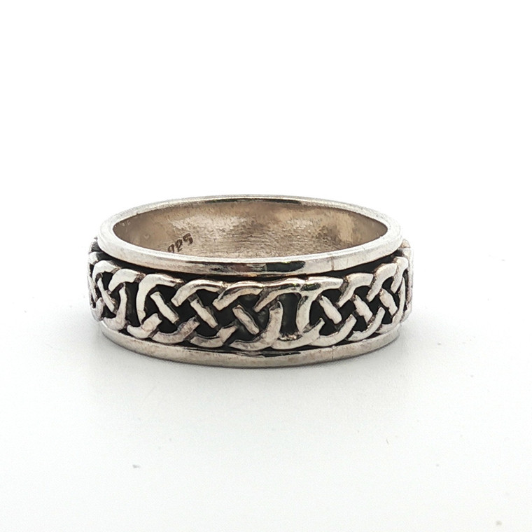 Sterling Silver Braided Spinner Ring Size 13.5