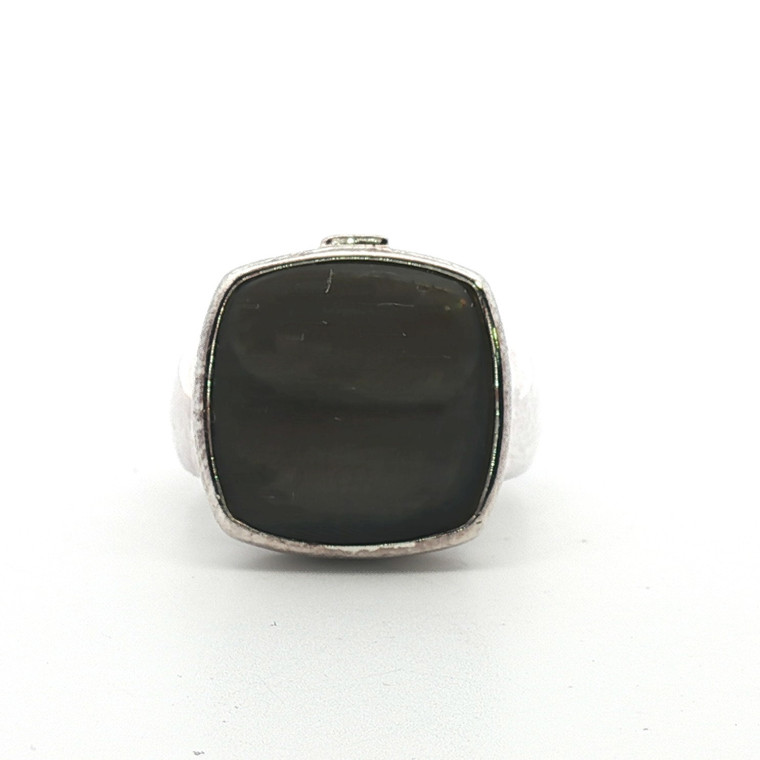 Sterling Silver Agate Square Cut Ring Size 8