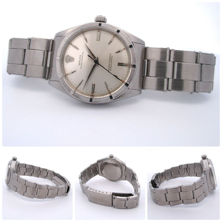 Rolex 1007 Oyster Perpetual 1960's - 70's w/ Rivet Bracelet 34mm Stainless (B23024 EH)