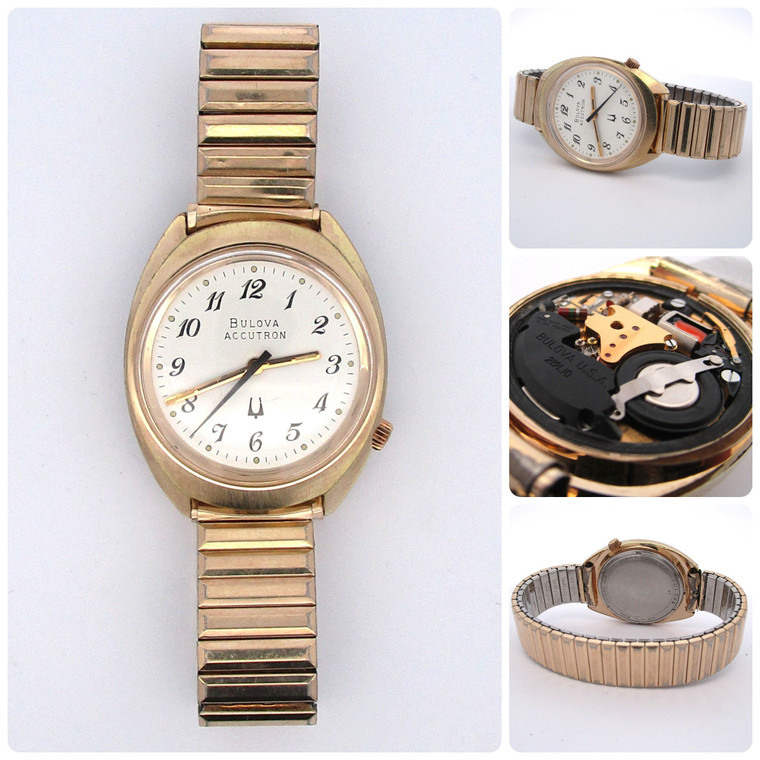 Vintage 1977 Bulova Accutron Cal 2191.10 White Dial Gold Plated (5004667 EH)