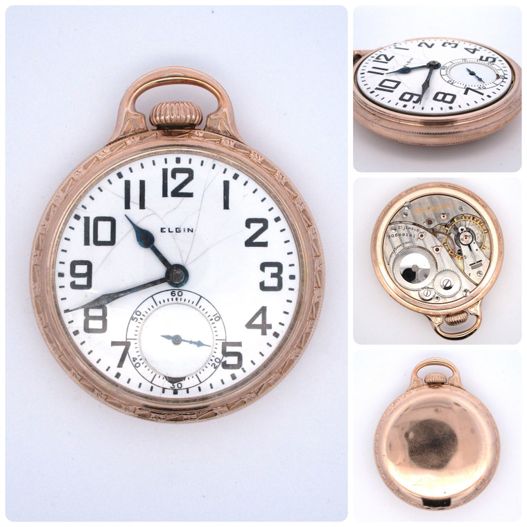 Antique 1928 Elgin BW Raymond 478 16s 21j RR GF Pocket Watch (B24300 EH)