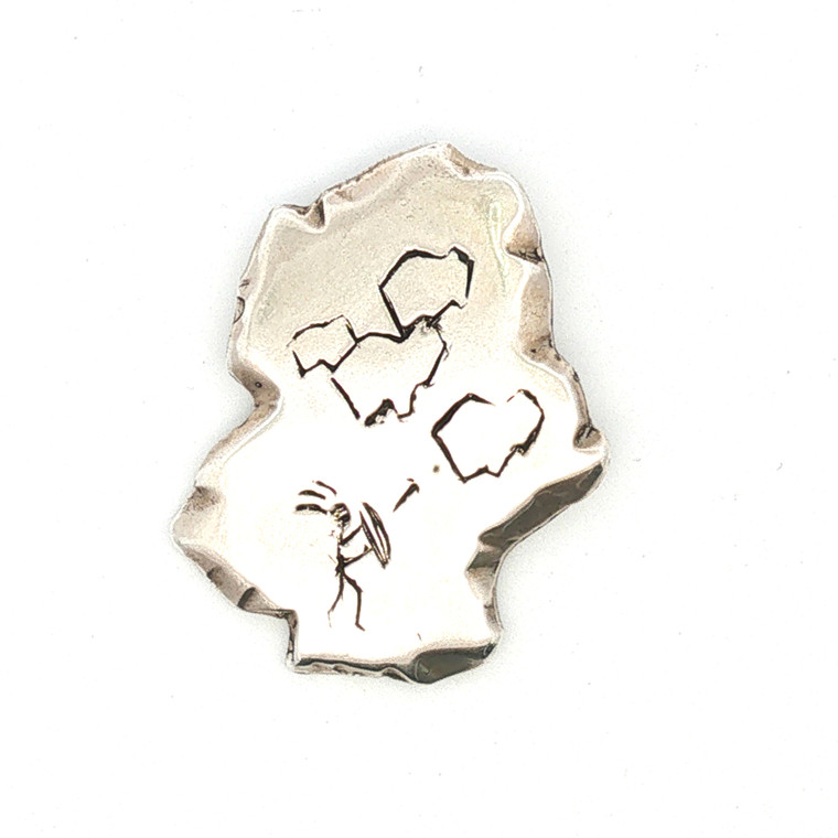 Native Sterling Silver Petroglyph Buffalo Hunt Brooch