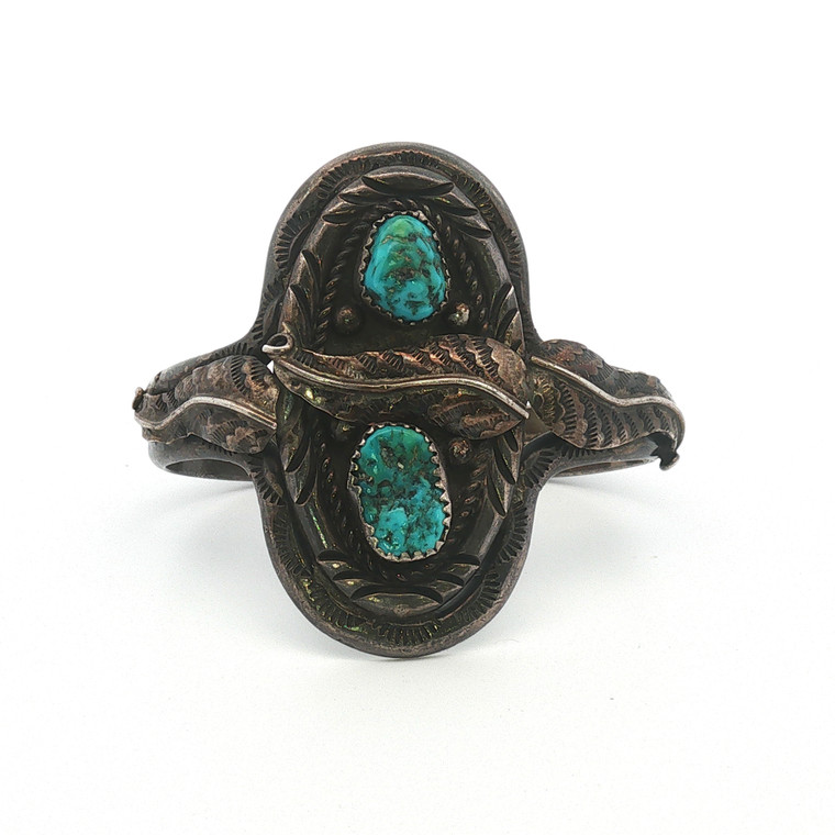 Vintage Navajo Sterling Silver Turquoise Cuff Bracelet