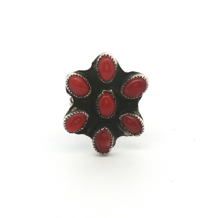 Vintage Navajo Coral Cluster Ring