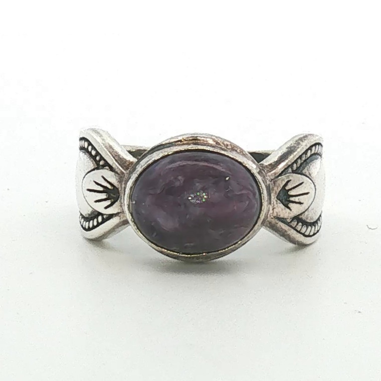 Sterling Silver Purple Charolite Fashion Ring Size 6