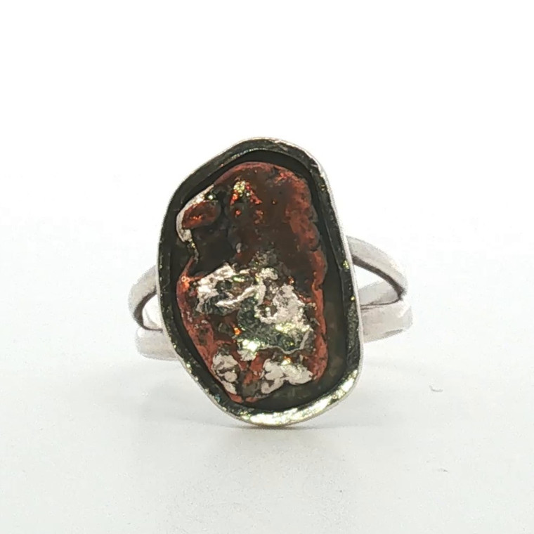 Sterling Silver Copper Toned Vintage Inspired Ring Size 7