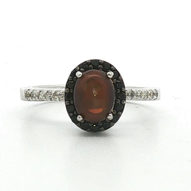 Sterling Silver Opal And Spinel With CZ Accents Fashion Ring Size 9