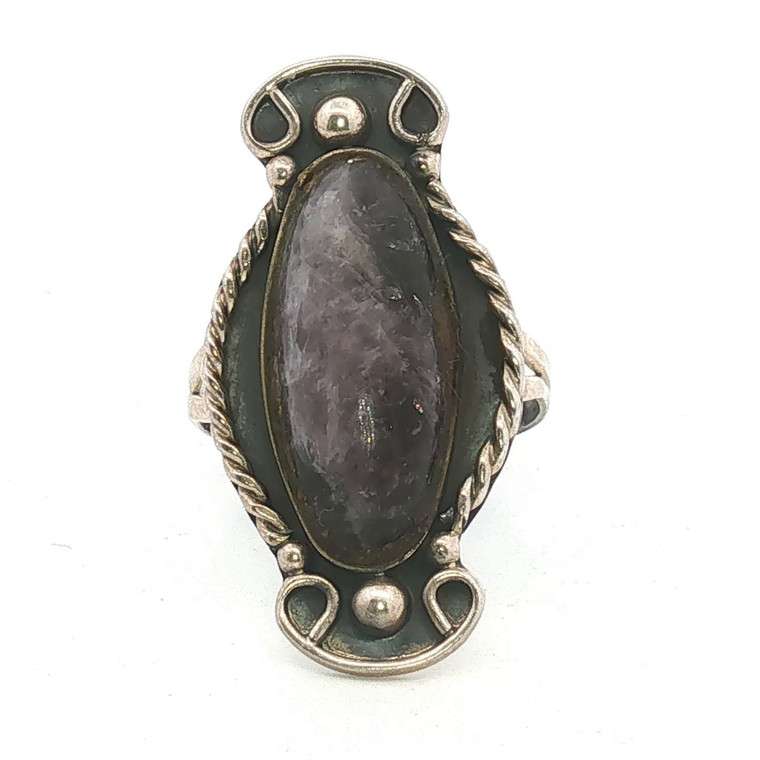 Sterling Silver Amethyst Southwestern Style Ring Size 8
