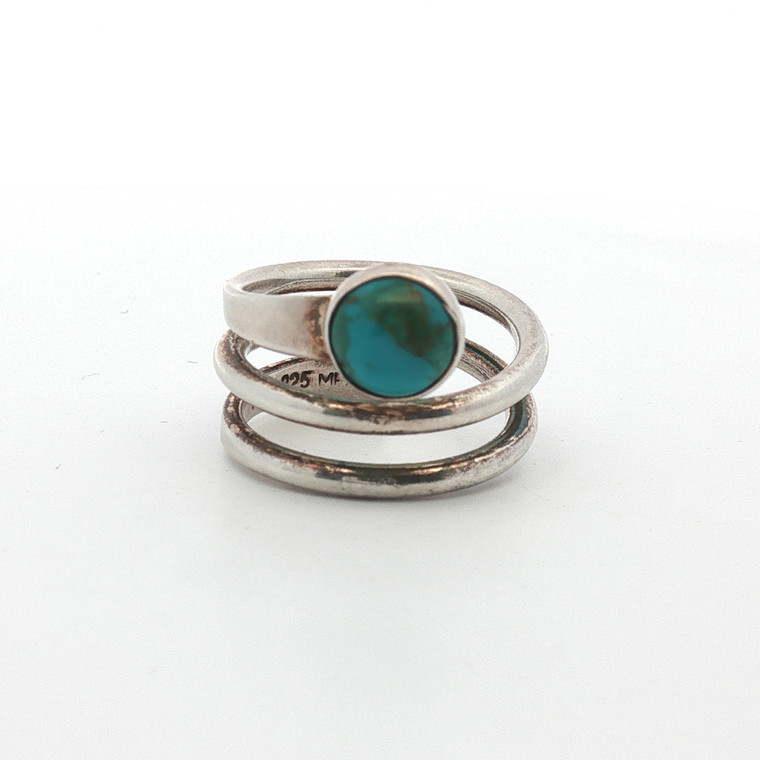 Sterling Silver Turquoise Coil Ring Size 5.5