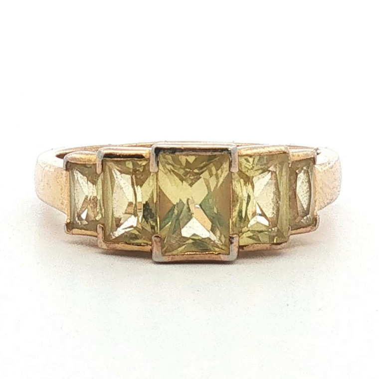 Sterling Silver Lemon Quarts Semi Bezel Set Stackable Ring Size 10