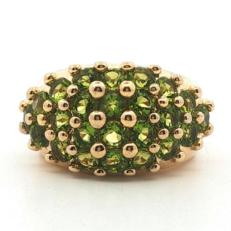 Sterling Silver Chrome Diopside Dome Cluster Ring Size 5