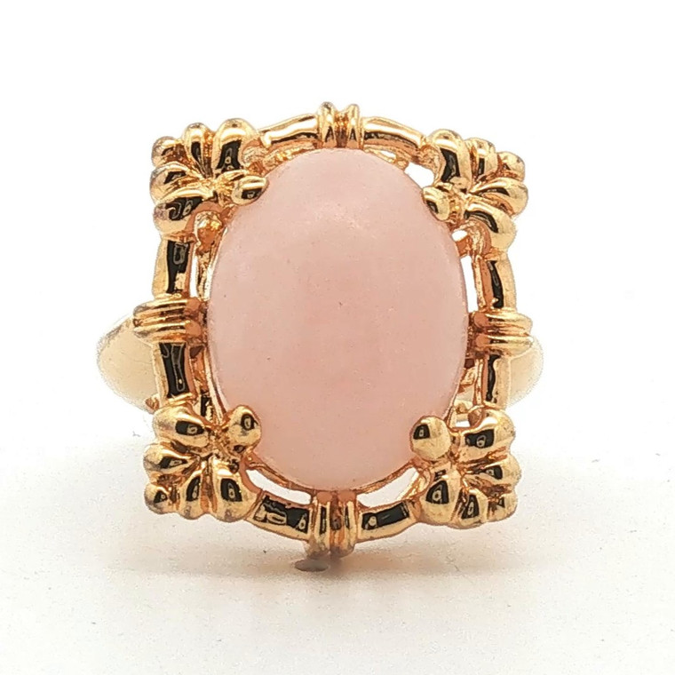 Sterling Silver Rose Quarts Sculpted Frame Ring Size 6