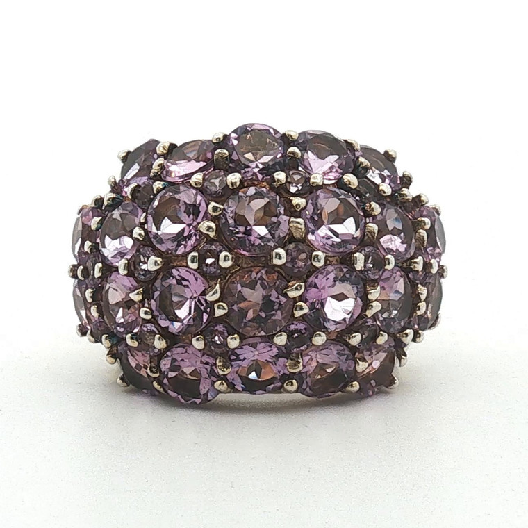 Sterling Silver Amethyst Dome Cluster Ring Size 5