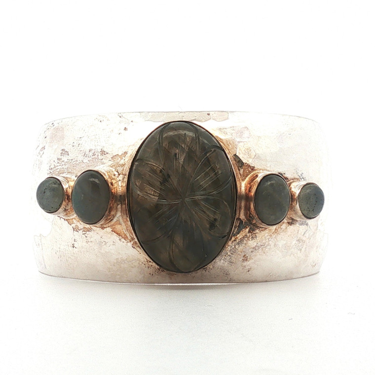 Sterling Silver Labradorite Five Stone Oval Cut Cuff