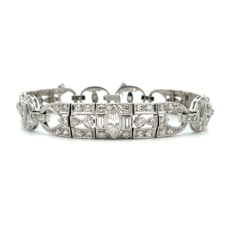 Platinum Vintage Art Deco 4.75cttw Diamond Bracelet 7.5"