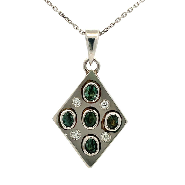 Platinum 0.75cttw Alexandrite and .12 cttw Diamond Pendant Necklace 18"