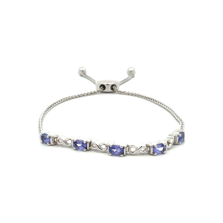 Sterling Silver Vintage Oval Tanzanite Bolo Bracelet