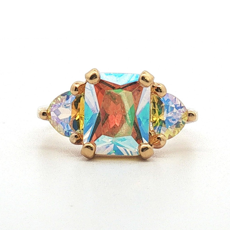 Sterling Silver Radiated Yellow Topaz Fashion Ring Size 8