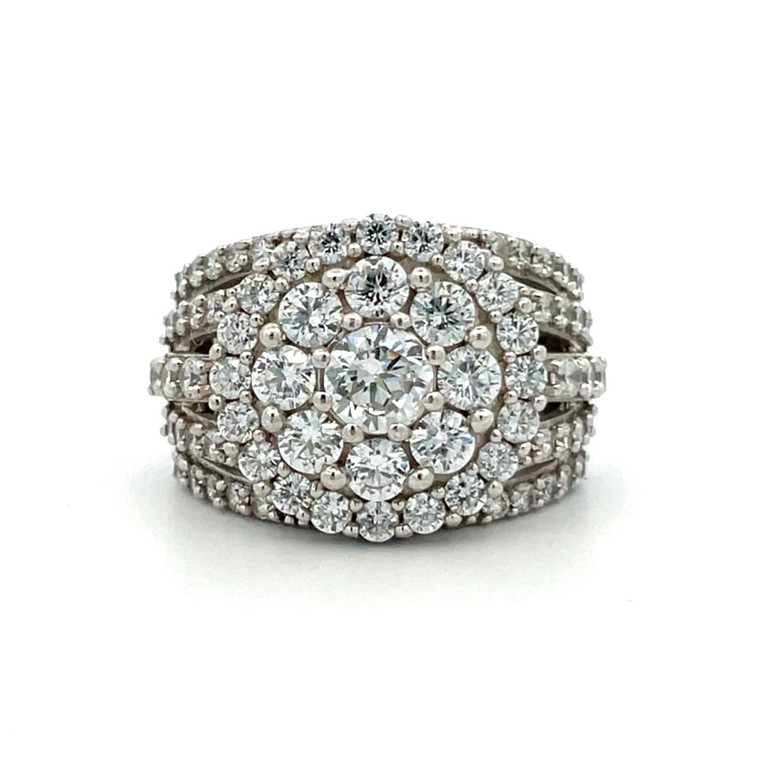 Sterling Silver Round Cut CZ Cluster Ring Size 6