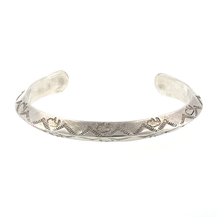 Vintage Sterling Silver Carinated Buffalo Cuff Bracelet