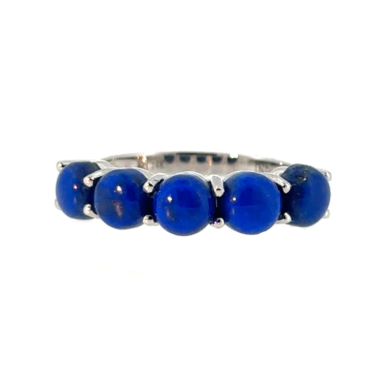 14K White Gold 3.97tw 5- Lapis Circle  Stones Ring Size 6.75