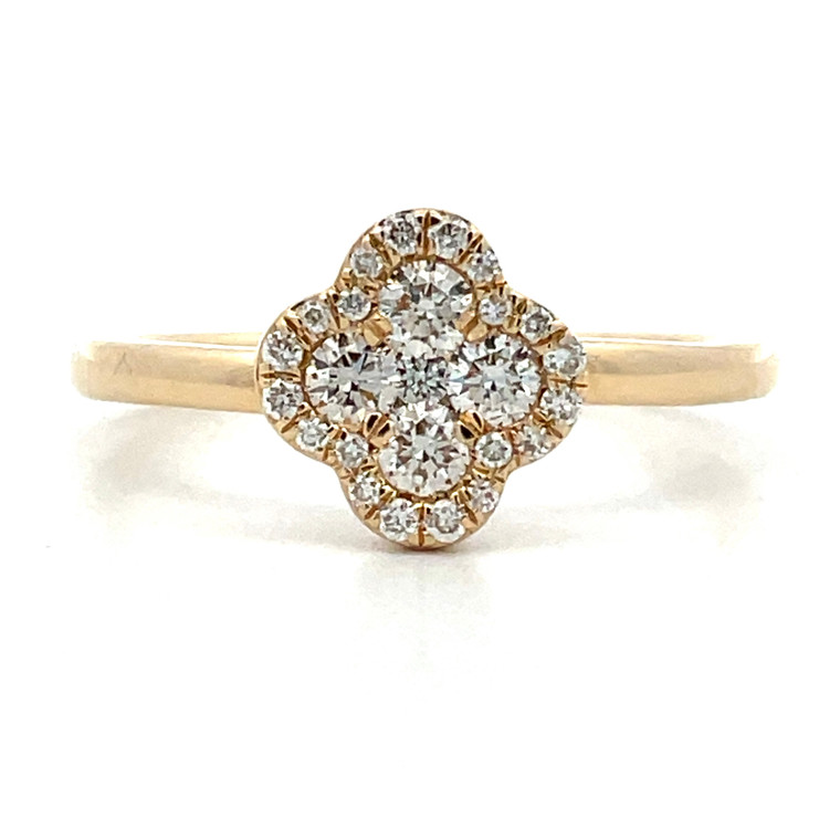 14K Yellow Gold 0.40cttw Diamond Clover Ring Size 6.5