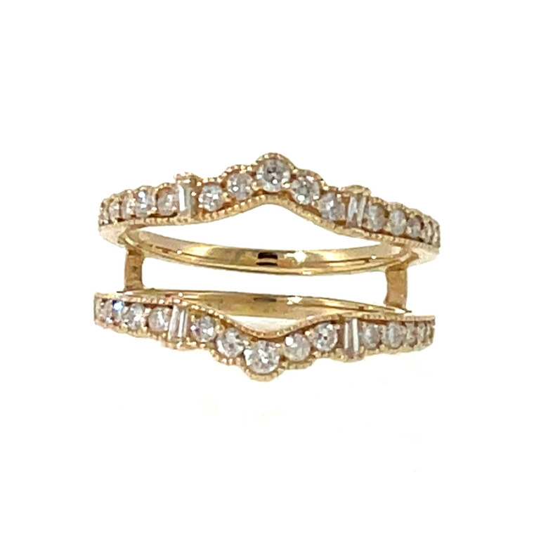 14K Gold Scalloped Milgrain Jacket Band Diamond Ring Insert Ring Size 7