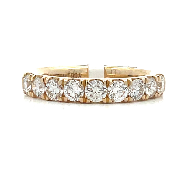 14K Yellow Gold Nine-Stone Round AP 1.01cttw Diamonds Wedding Anniversary Band Ring Size 6