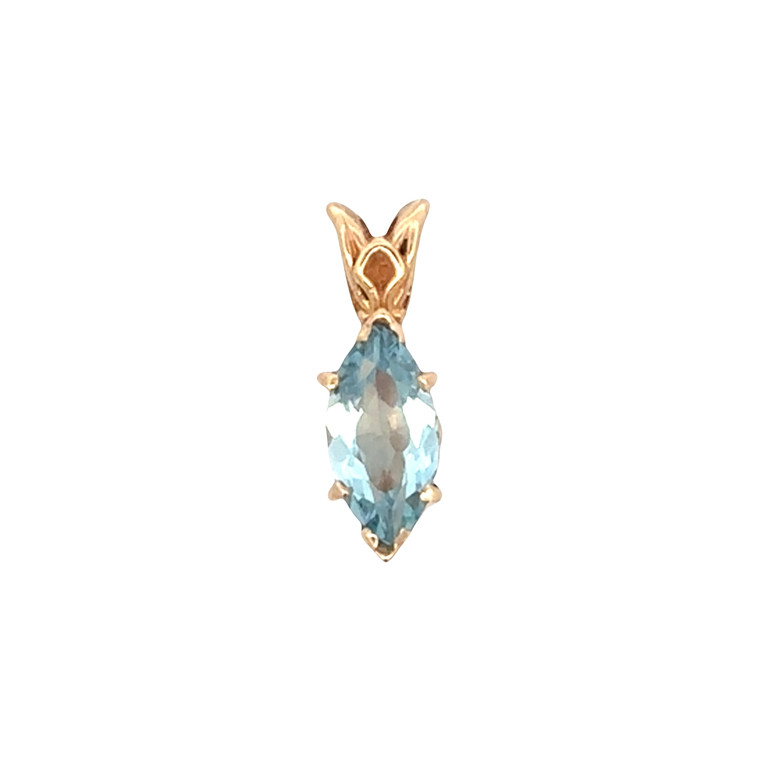14K Gold Aquamarine Marquise V-Bail Pendant