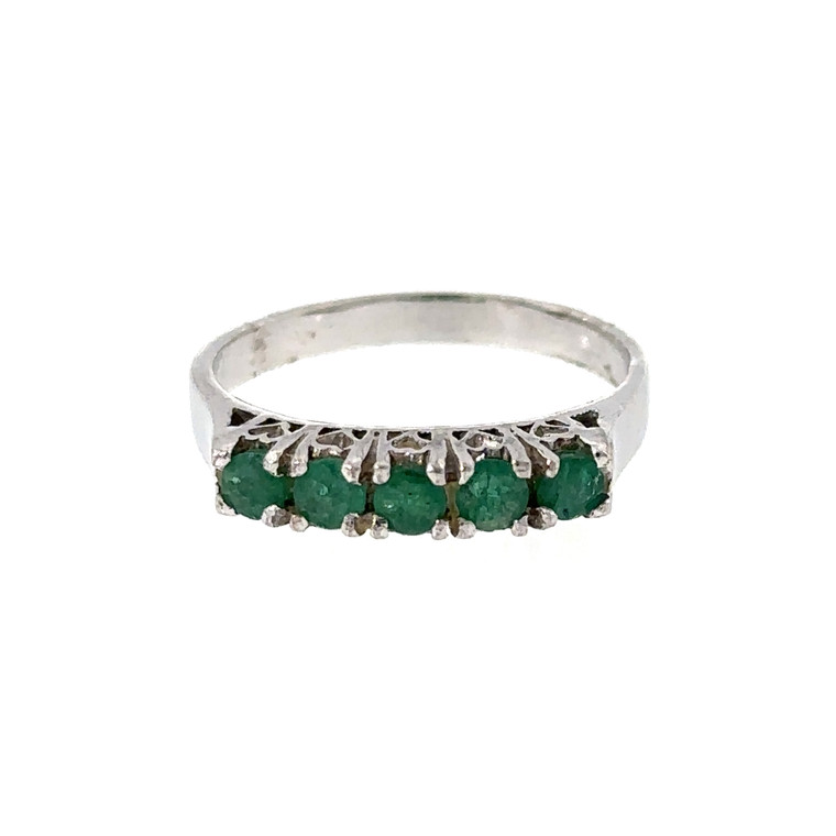 Sterling Silver Emerald Eternity Stacker Ring Size 7