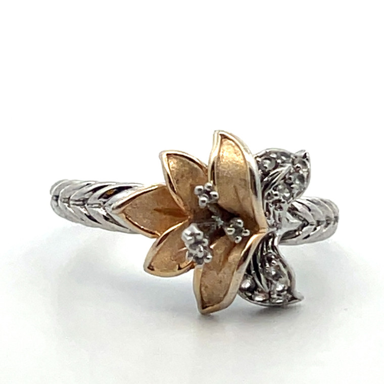 Sterling Silver CZ Floral Cluster Ring Size 8