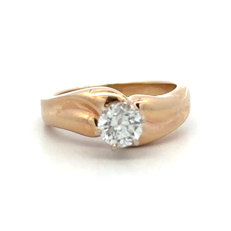 14K Gold Single Solitaire Diamond in a Wavy Bypass Setting Ring Size 5.25