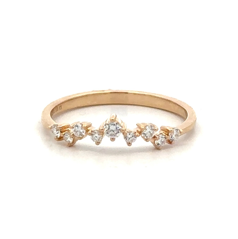 14K Gold .18tw Diamond Bezels Zigzag Pattern Infinity Ring Size 6.25