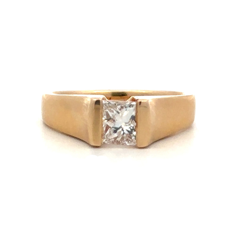 14K Yellow Gold Diamond App .75ct Princess Cut Diamond Solitaire Tension Set Engagement Ring Size 7.25