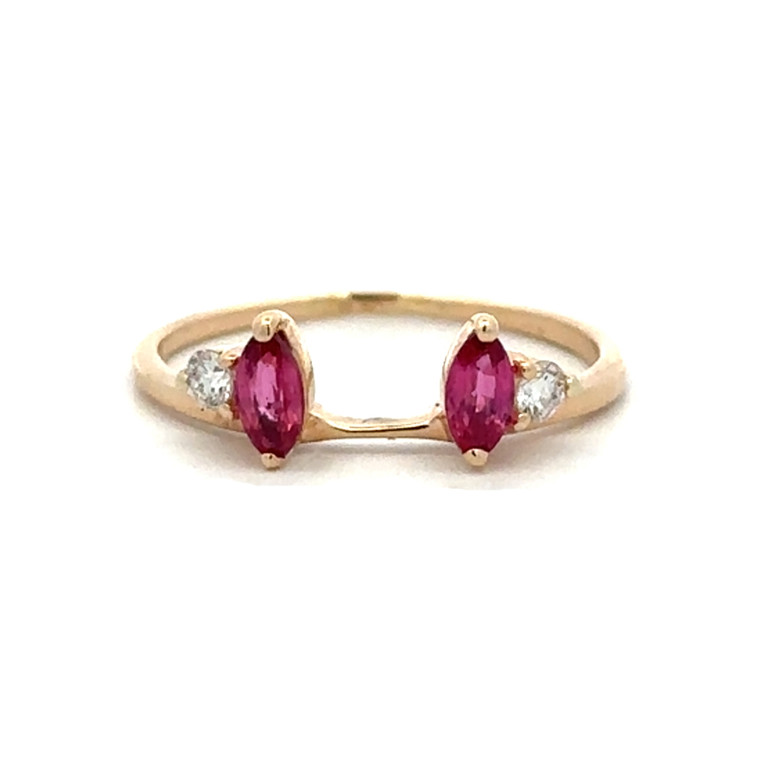 14K Bilateral Ruby Marquise and Diamond Accents Wrap Ring Size 7