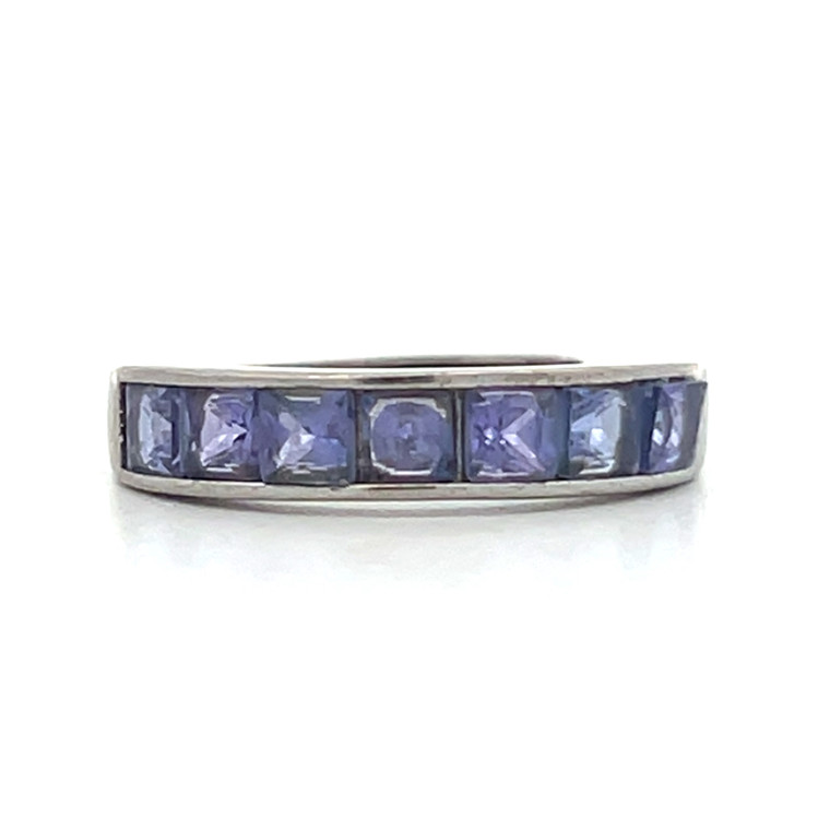 Sterling Silver Tanzanite Channel Set Stacker Ring Size 6.5