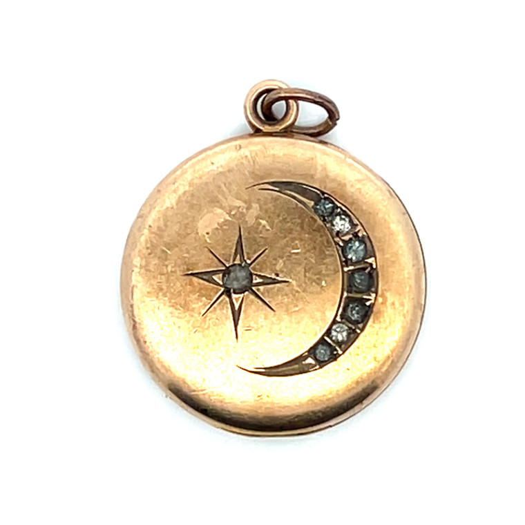 12k Gold Filled Victorian Crescent And Starburst Vintage Locket