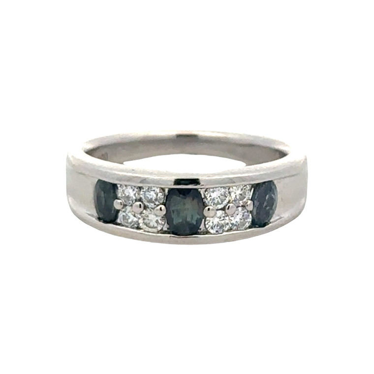 Platinum 900 Alternating .50tw Alexandrite Circles with .24tw Diamond Circles Cluster Ring Size 5.75