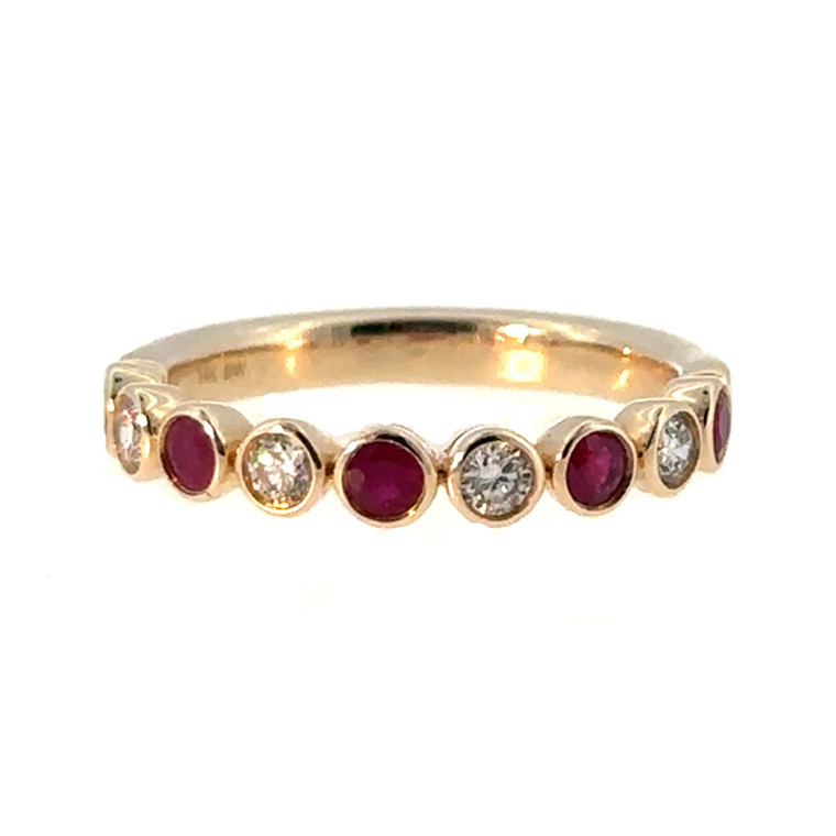 14K Gold Alternating .38tw Ruby and .23tw Diamond Infinity Ring Size 6.75