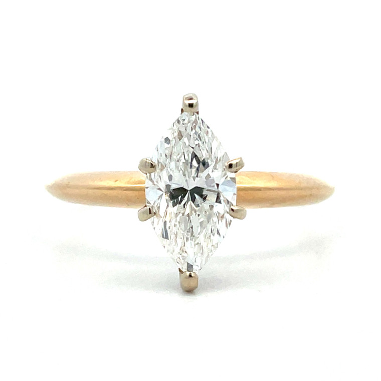 14K Yellow Gold .85ct Marquise Diamond Solitaire Engagement Ring Size 6.25