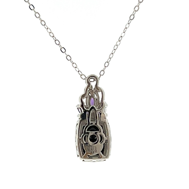 Sterling Silver Black Onyx Emerald Cut With Marquise Cut Amethyst Accents Necklace
