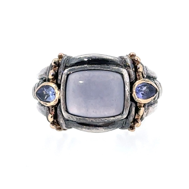 Sterling Silver Cushion Cut Moonstone Ring Size 6